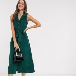 ASOS Green Corduroy Midi Dress